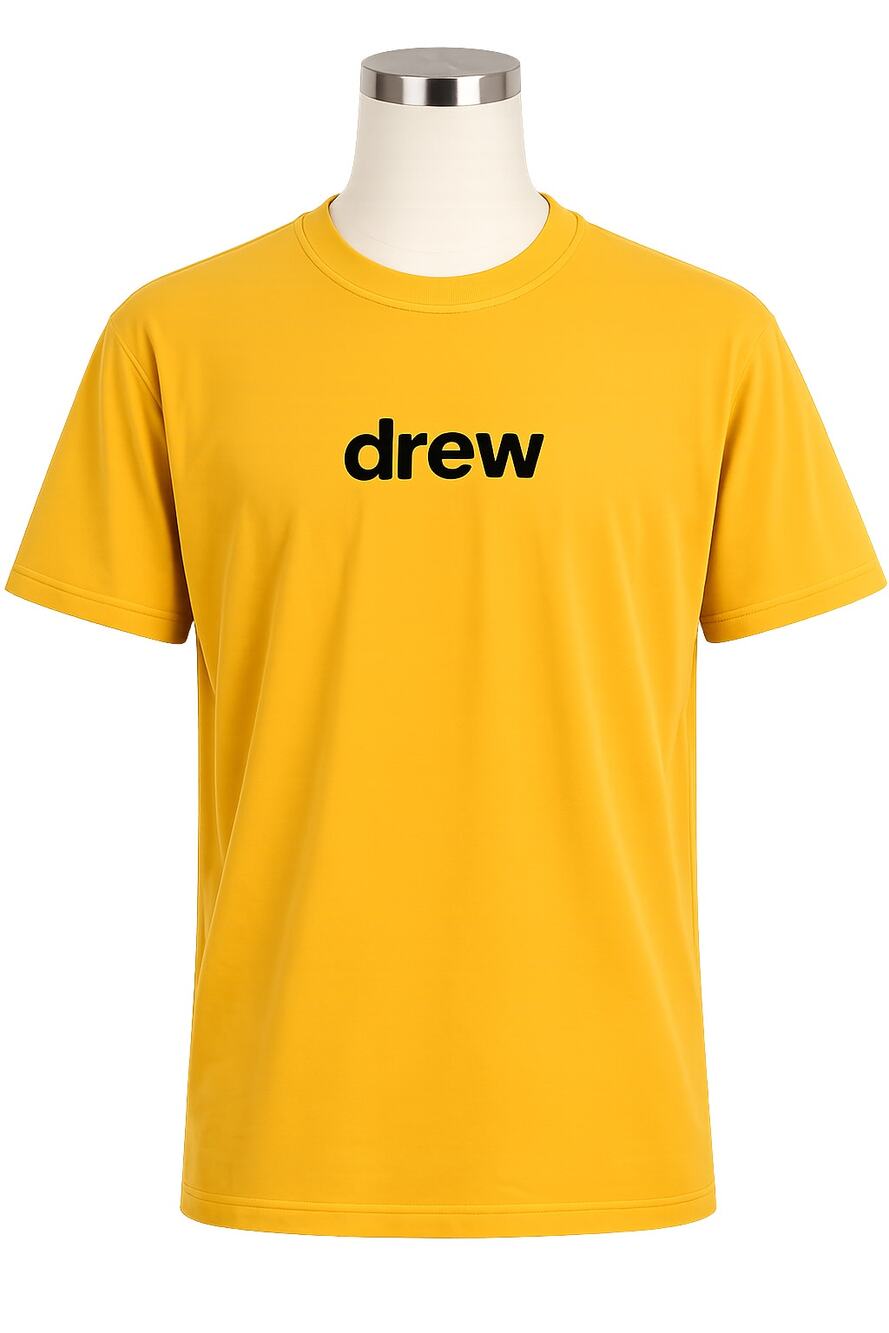 Drew House Men's Golden Yellow Logo Streetwear T-Shirt - Size M - Y2K